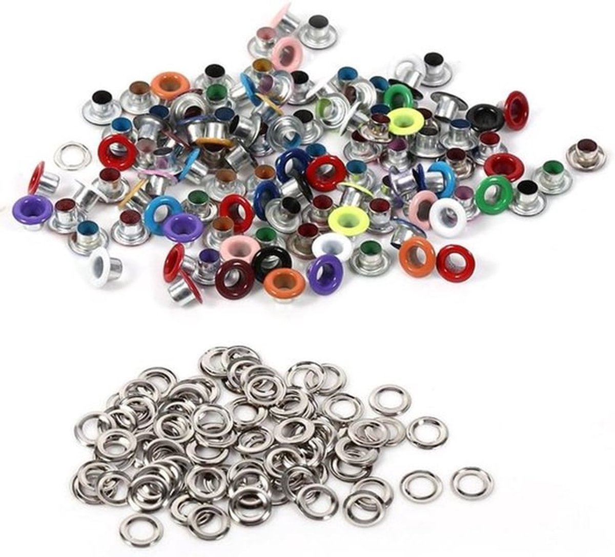 100 Stuks 4mm Aluminium Oogjes in Diverse Kleuren voor Schoenen, Kleding, Tassen en Handwerk Projecten