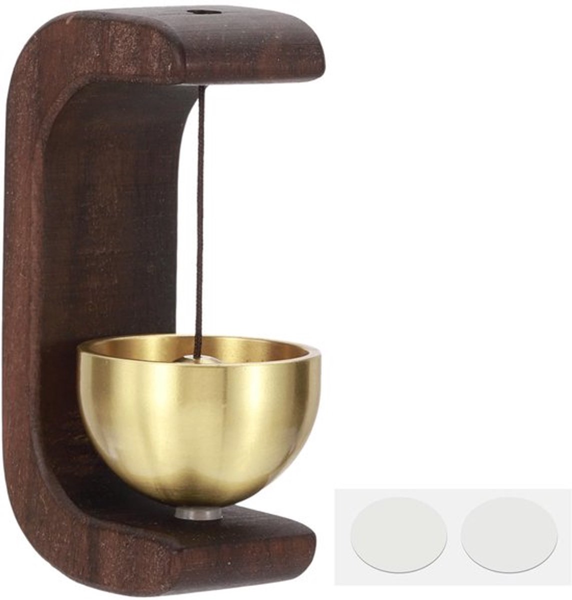 Houten Deurbellen - C Vorm - Bruin - Magnetische Deurbellen met Zelfklevend Achterkant