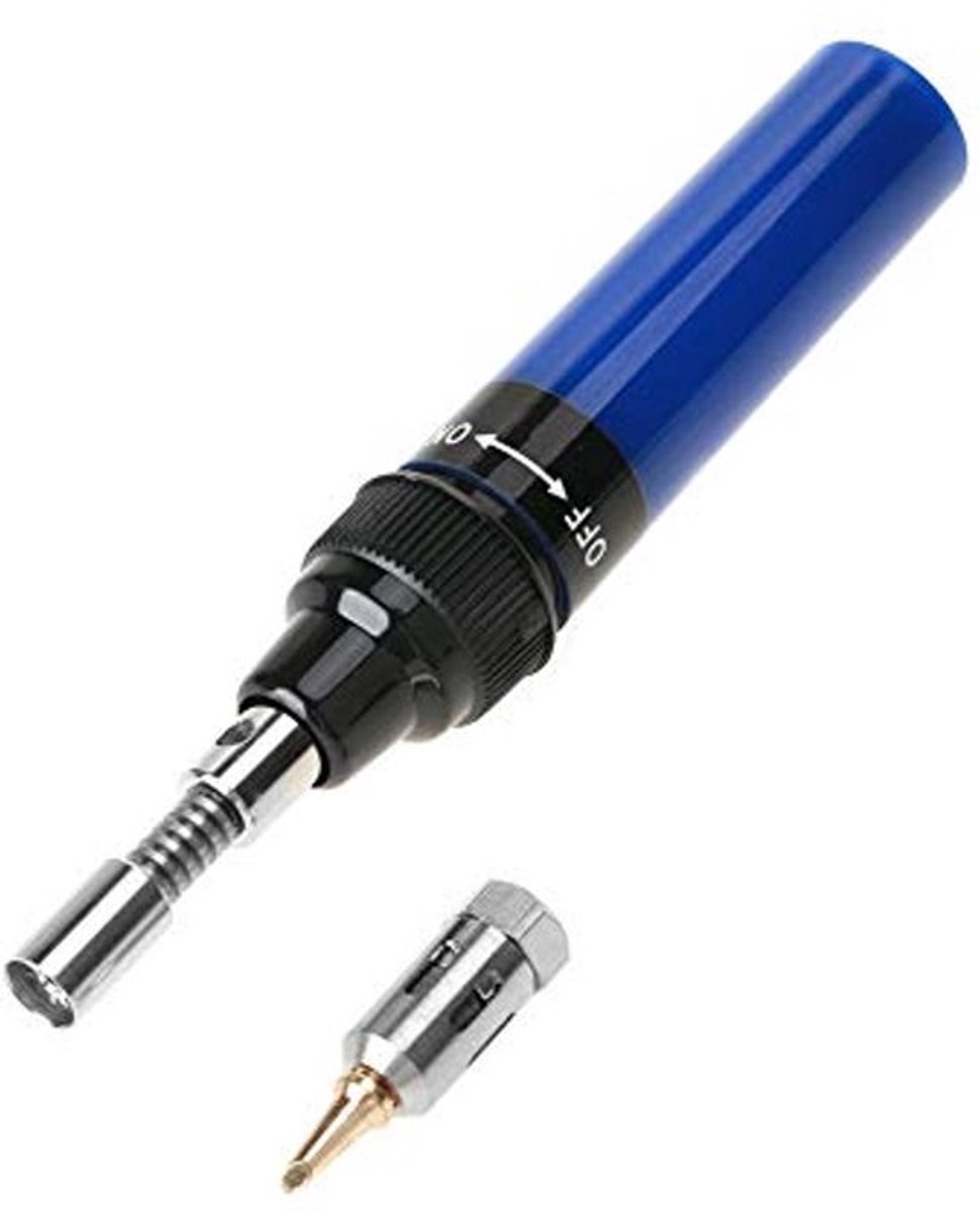 Gas soldeer ijzer draadloze butaan gas blazen fakkel soldeer ijzeren pistool lassen pen gereedschap 1300 ° C (blauw)