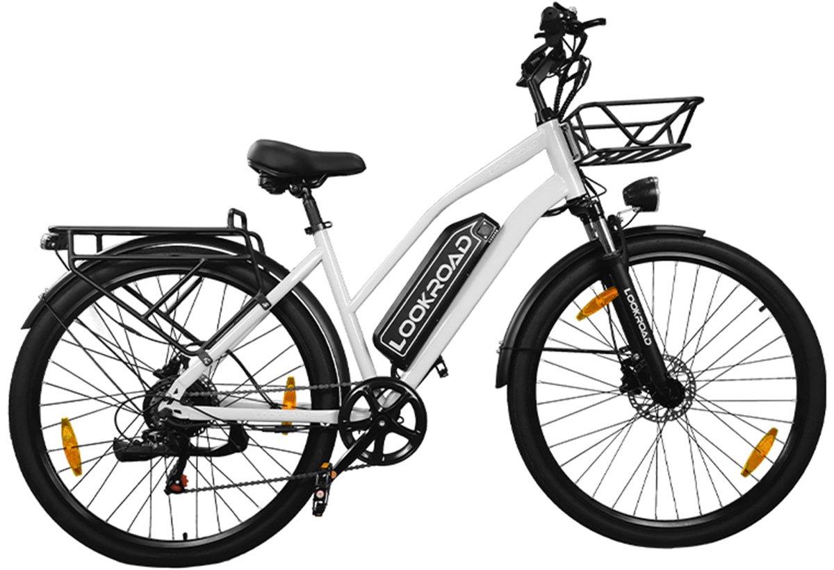 Lookraod L28 Elektrische Fiets – 28‘’ 250W Motor, 36V 23Ah Accu, 140km Bereik, 7-Speed Shimano, Hydraulische Remmen –Grijs