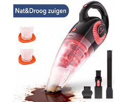 Moosoo Kruimeldief Snoerloos - Autostofzuiger - Nat&Droog - kruimelzuiger Sterke zuigkracht 8500PA met opzetstukken - schoonmaken zonder veel lawaai - M4 - Rood