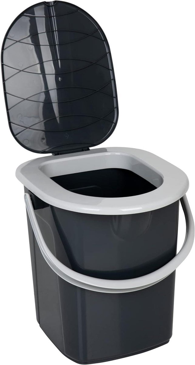 Mobiel Campingtoilet - Draagbaar Toilet - Kamperen en Reizen - Gemaakt van gerecycled plastic - 22 liter capaciteit - Eco Antraciet
