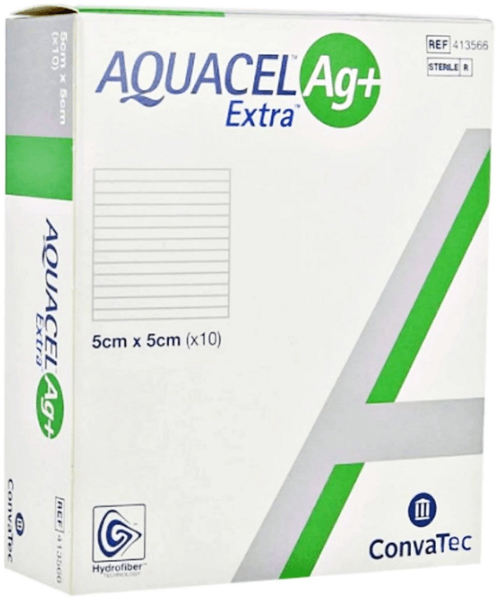 Aquacel AG+ Extra Hydrofiber wondverband 5 x 5 cm 10 stuks