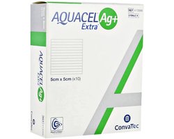Aquacel AG+ Extra Hydrofiber wondverband 5 x 5 cm 10 stuks