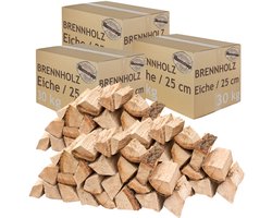Brandhout, eikenhoutblokken, 90 kg, voor kachels, open haarden, vuurkorven en barbecues, 25 cm lang, ovengedroogd, flameup