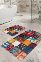 De Groen Home Badmat antislip 2 stuk set - 60x100 & 50x60 - HARMONIE COLLECTIE - Patchwork Edition - Wc mat - Toiletmat