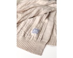 Deken en muts van merino wol - visgraat - Beige - 0-2 maanden - 75x95 cm