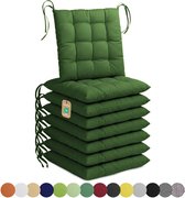 Lavea® Stoelkussens 40x40 cm, Set van 8 – Zitkussen & Stoelpads voor Binnen en Buiten – Comfortabel, Wasbaar en Duurzaam – Donkergroen