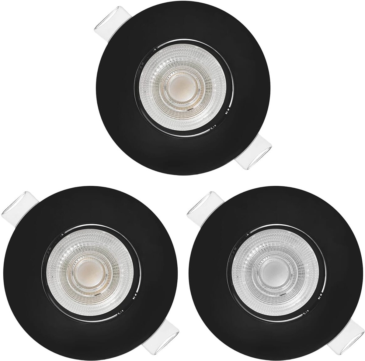 Modee LED Inbouwspot Rond - 4.9W 480 Lumen - 4000K Neutraal Wit - IP23 Ø90mm - Zwart - 3 stuks