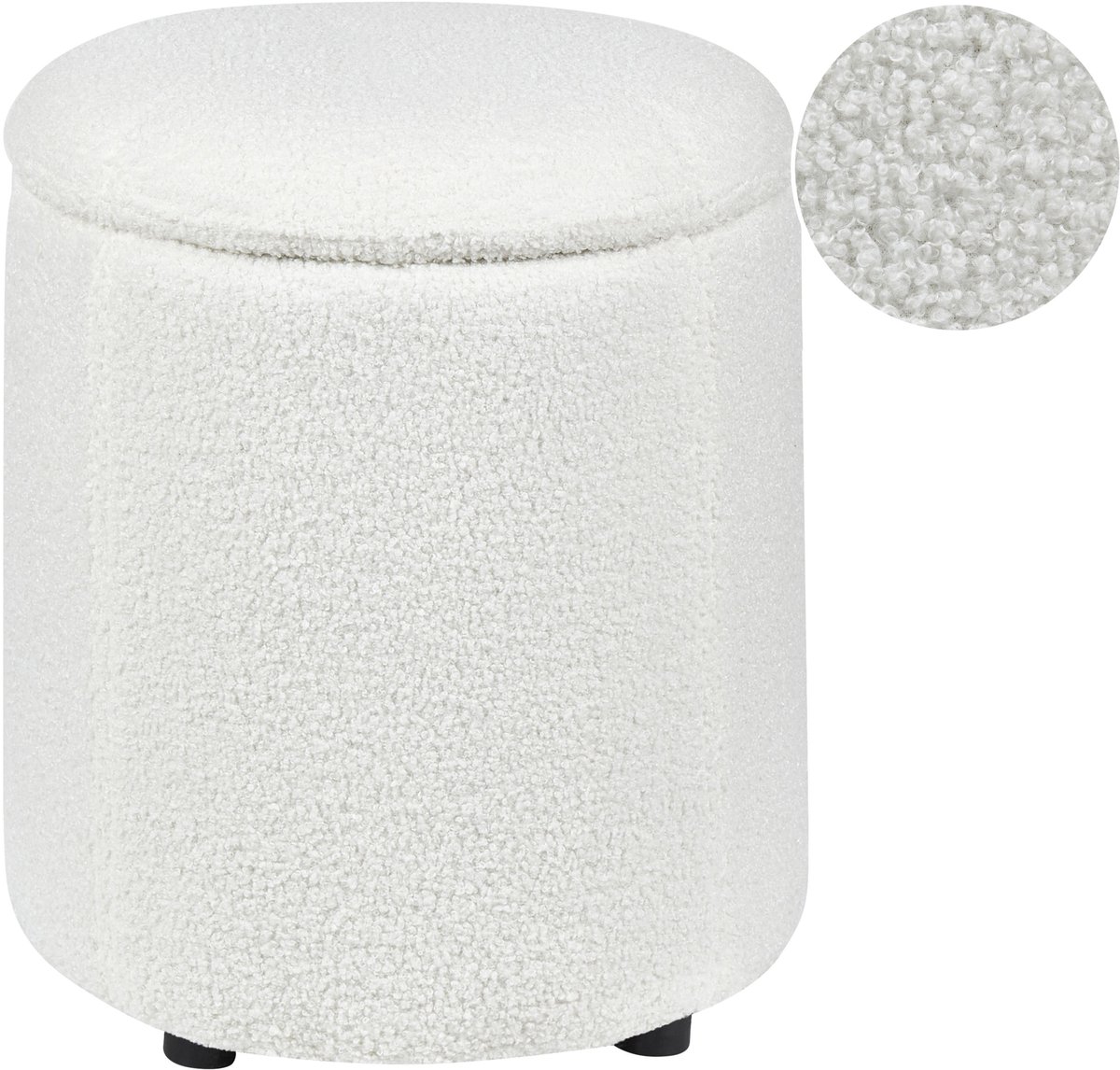Beliani MARYLAND - Poef - Gebroken wit - 38 cm - Bouclé