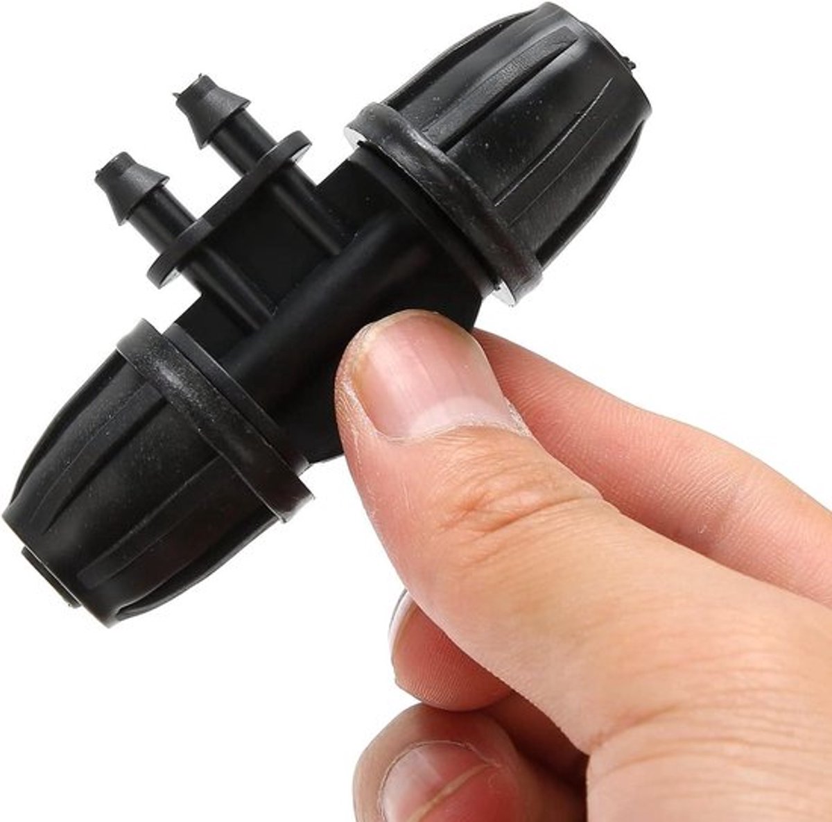 Tuinslang Connector met 4-weg Prikkelvermindering en Slot - Duurzaam - Groen - Eenvoudig te Gebruiken en Aan te Sluiten - Geschikt voor Alle Gangbare Tuinslangen