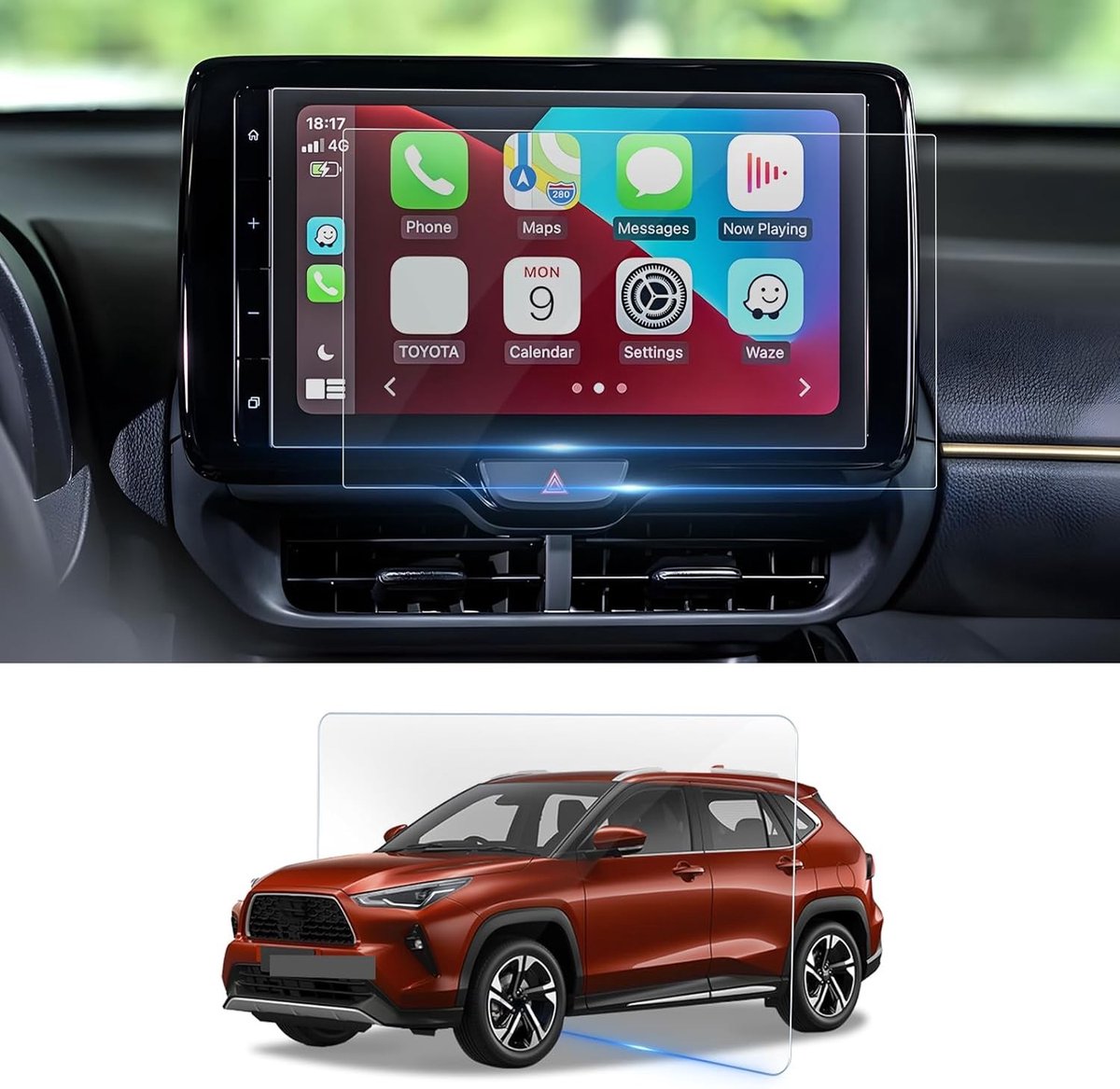 Screen Protector voor Yaris Cross 9 Inch Smart Connect Display, Nano Navigatiefilm, 6H Krassenbestendig, Geschikt voor 2021-2025