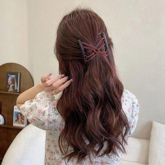 Dubbele Haar Kammen - Verstelbaar - Plastic - Elastische Kammen - Bun Kammen - Haar Clips - Schuif Haar Clips - Krullend Dik Golvend Haar - Haaraccessoires - Geschikt voor Alle Haartypes - Zwart - 2-Pack — afbeelding 5