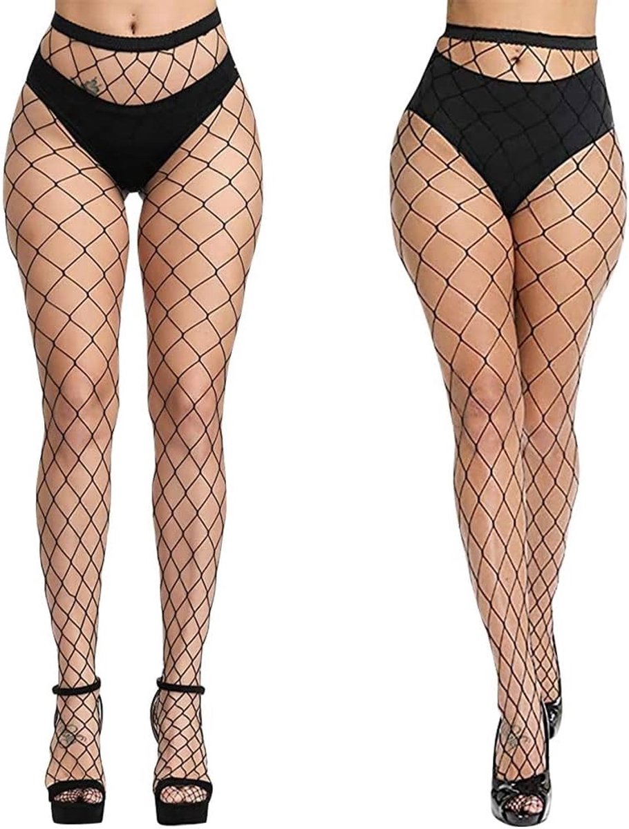 Zwarte Visnet Panty voor Dames, Sexy Fishnet Kousen, Hoge Taille Kousen voor Feestoutfit, One Size, Perfect voor Avondkleding