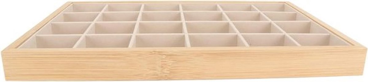 - Sieradendienblad - Sieradenopberger - Hout - Lade-inzet - Beurzen - Geschikt voor meerdere sieraden - Bruin - 24 vakken, veelzijdig gebruik, houten sieradendoos met lade