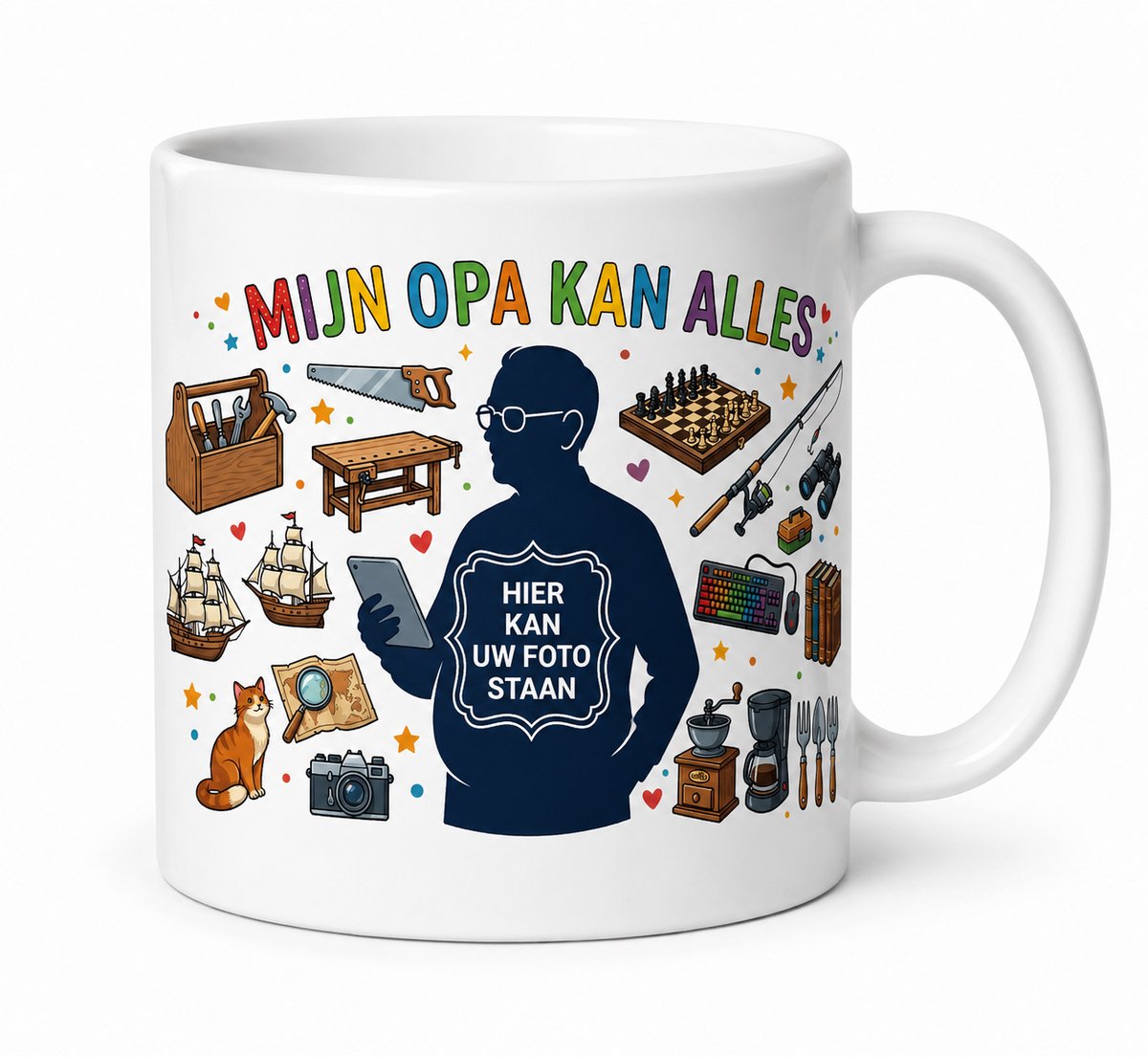 Gepersonaliseerde Fotomok Mijn Opa Kan Alles – Mok met Eigen Foto – Cadeau voor Opa – Koffiemok Opa – Theemok Grootvader – Opa Cadeau met Foto en Tekst – Witte Keramische Mok