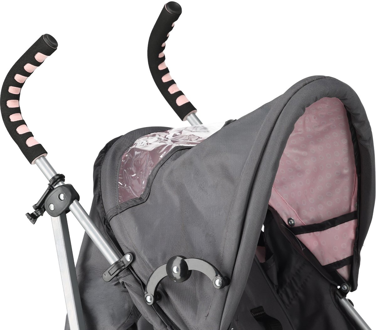 Asalvo Buggy - Paraplu Buggy - Compact Inklapbaar - Grijs/Roze — cadeau in Cadeau-ideeën - foto 8