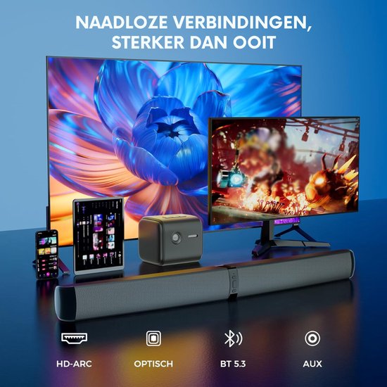 SNJY® Soundbar met Surroundgeluid - TV Speaker - Home Cinema - Met Afstandsbediening - 2-in-1 - 90 W - Zwart van SNJY — afbeelding 4
