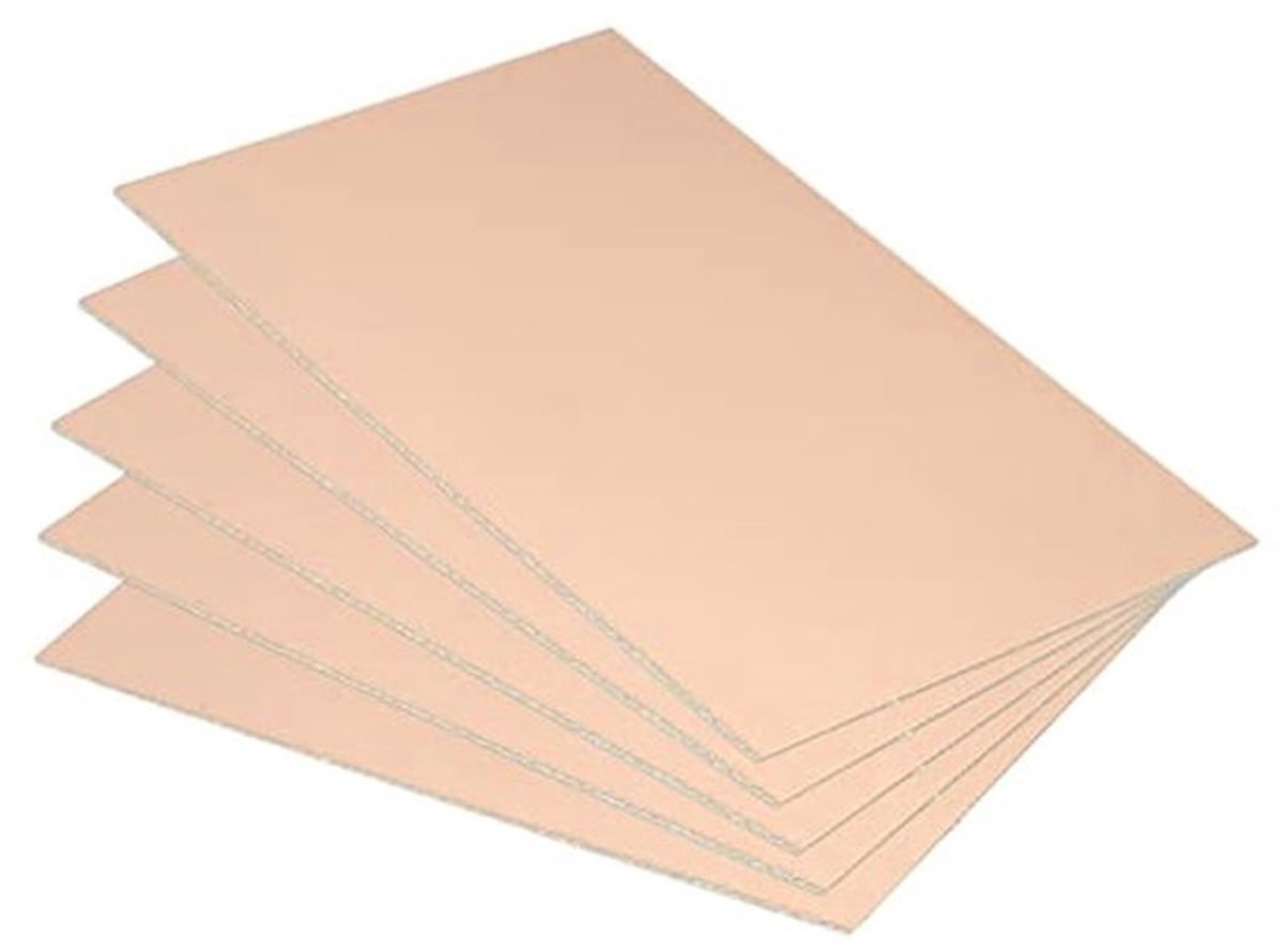FR4-100x70mm-0.8mm-Peek-5 Pack-Tweezijds Koper Gelaagd PCB