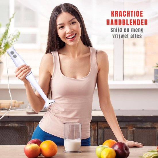 Ploutos® Staafmixer Set - Handmixer Met Hakfunctie - Elektrische Handmixer - Mixer Set - Wit - 6cm x 6cm x 36cm van Ploutos — afbeelding 3