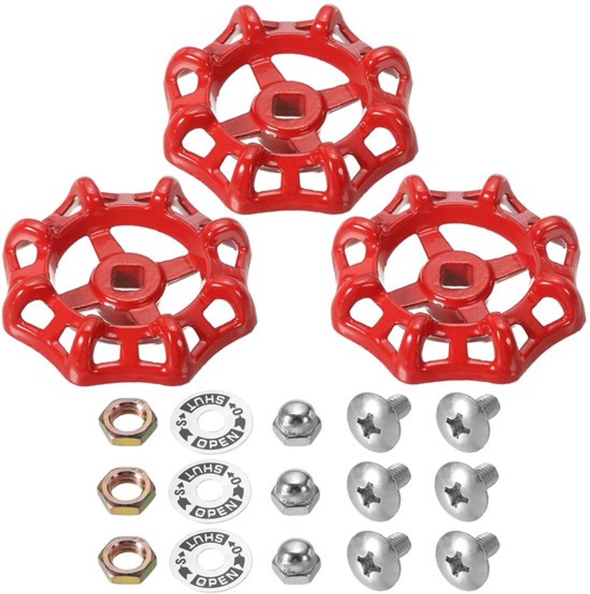 Vervangingskraanhandvat 9x9mm - Rood Gecoat Staal - 3 Stuks