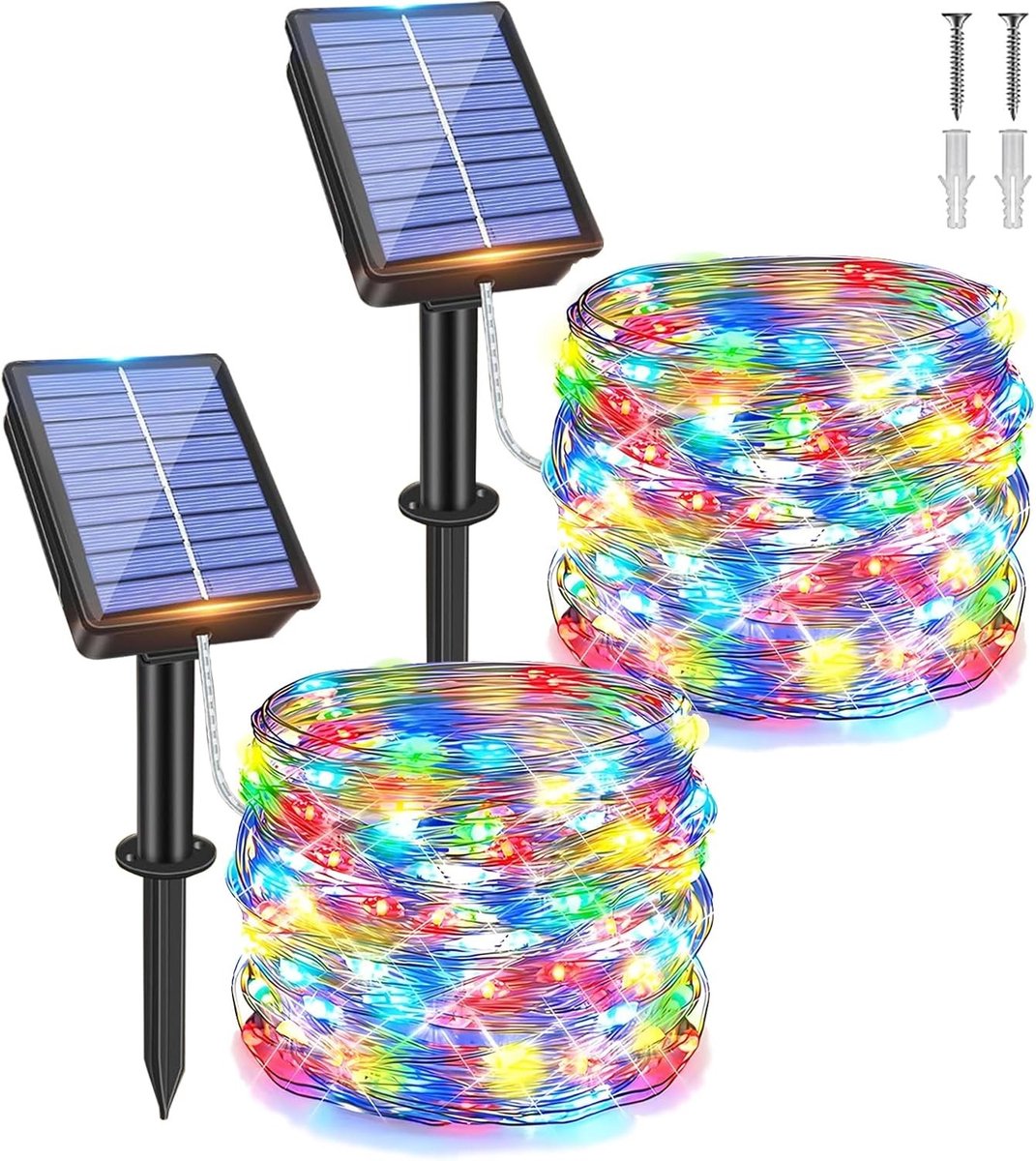 Lichtslinger op zonne-energie, 16 m met 160 LED's, 8 verlichtingsmodi, weerbestendig voor tuin, balkon en kerstboom, kleurrijke buitenverlichting