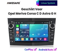 Awesafe Autoradio - Geschikt Voor Opel Meriva Corsa C D Astra G H - Draadloos Carplay Android Auto - Linux systeem - 7 Inch Touchscreem - FM Radio Bluetooth EQ SWC Wifi Airplay