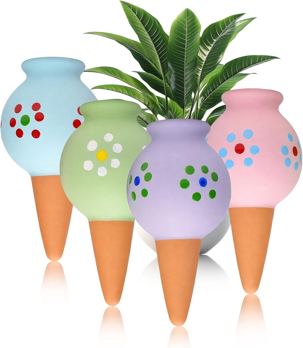 4 Terracotta Bewateringspikes voor Planten - Automatische Waterdispenser voor Kamerplanten, Balkon en Tuin - 100 ml Capaciteit voor Optimale Plantenverzorging