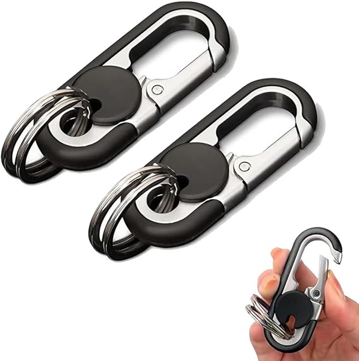 2-delige roestvrijstalen autosleutelhangerset - Creatief en gepersonaliseerd - 6.8 x 2.7 cm