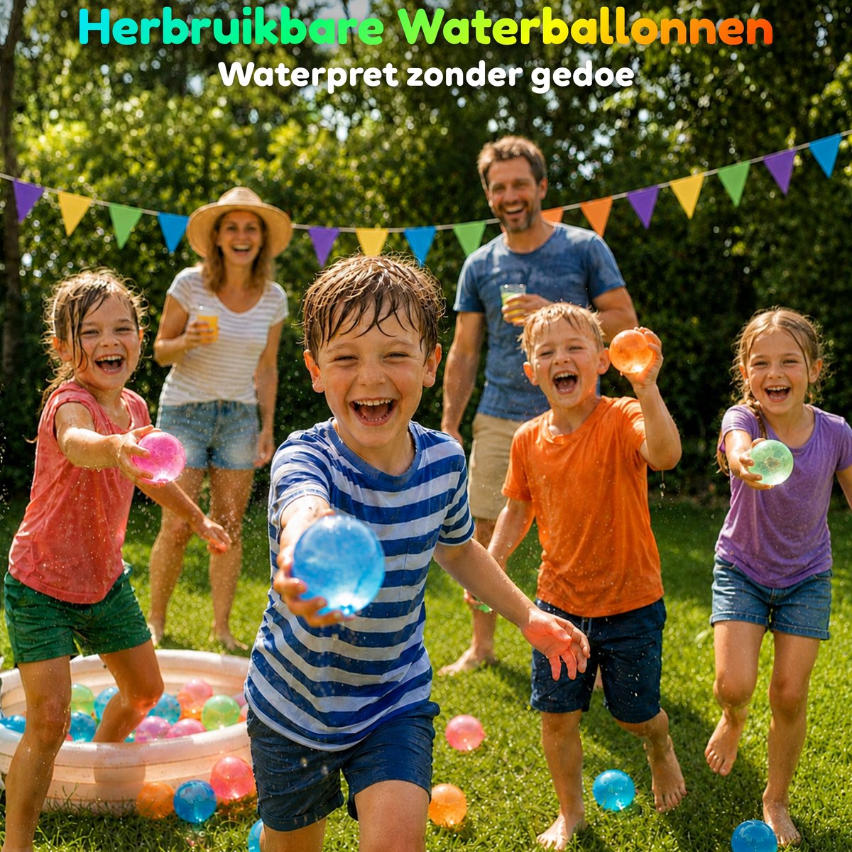 cozy.® Herbruikbare Waterballonnen Pro XL 2026 - Complete Familie Set - 20 Stuks + Opvouwbare Emmer - Zomers Waterspeelgoed - Extra Groot, Zelfsluitend & Duurzaam - Inclusief E-book met Spelideeën - Splashbal - Camping, Tuin & Vakantie Spelletjes — afbeelding 3