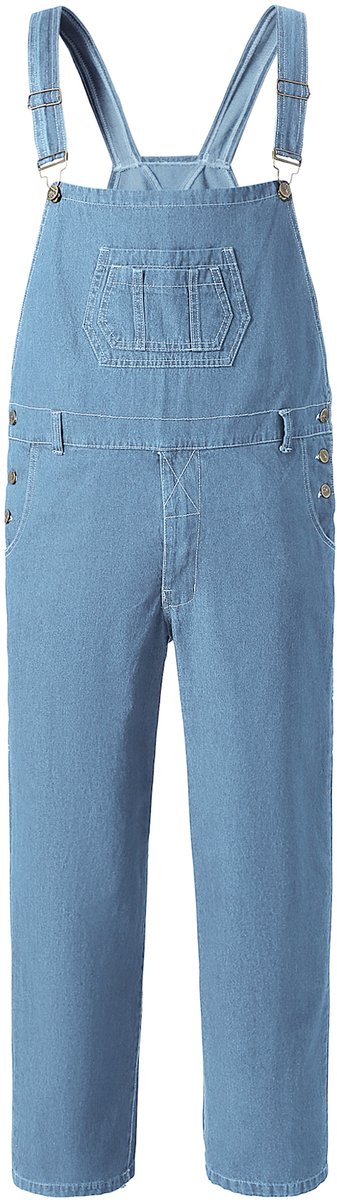 YOUTHUP Heren Losse Rechte Denim Tuinbroek - Meerdere Zakken Slijtvast - XL