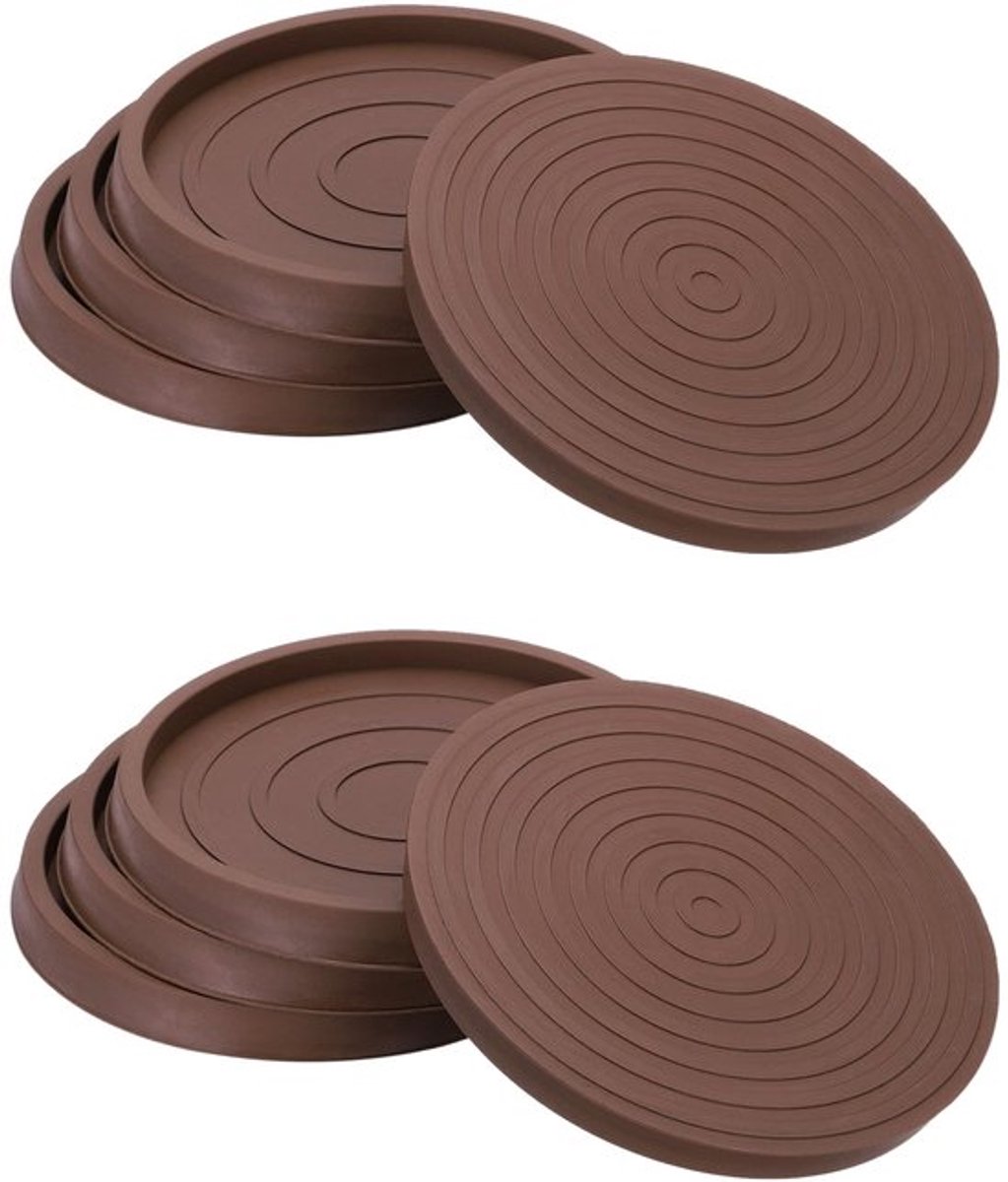 4 Inch Rubber Furniture Pads - 8 Stuks - Ronde Antislip Meubelcoasters - Bruin