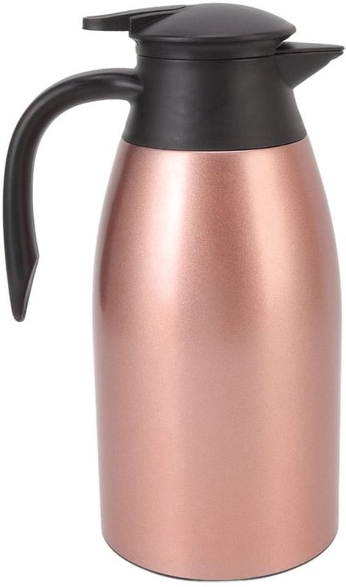 Thermische Koffiekaraf 304 Roestvrij Staal Met Lekvrij Deksel GeÃ¯soleerde VacuÃ¼mdispenser 2L Grote Capaciteit Met Draagbaar Handvat Voor Het Bewaren Van Heet Water Koffie Thee En Drank(Pink)