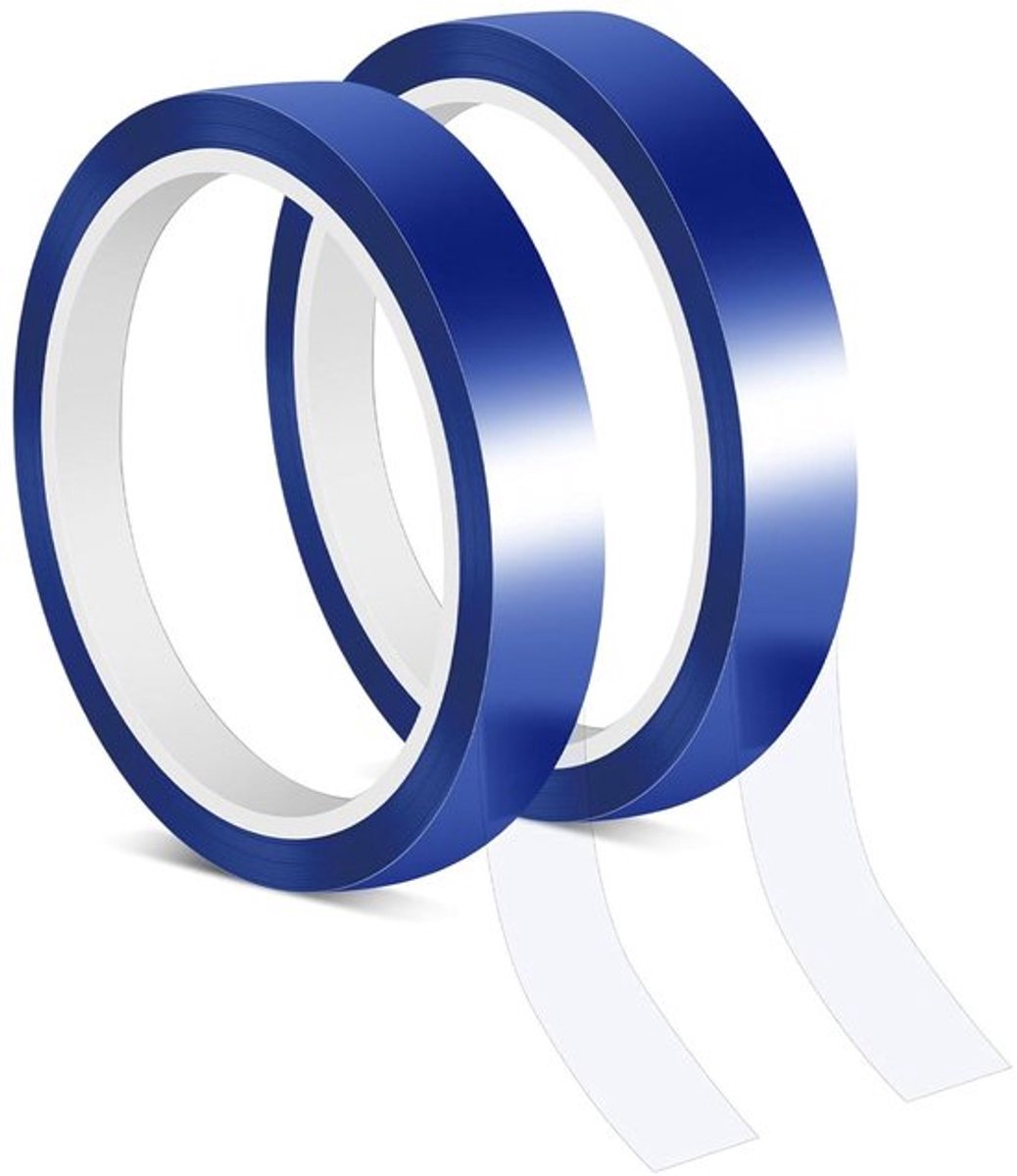 Hittebestendig plakband voor sublimatie - Blauw - Geen resten - 10 mm x 33 m - 2 stuks