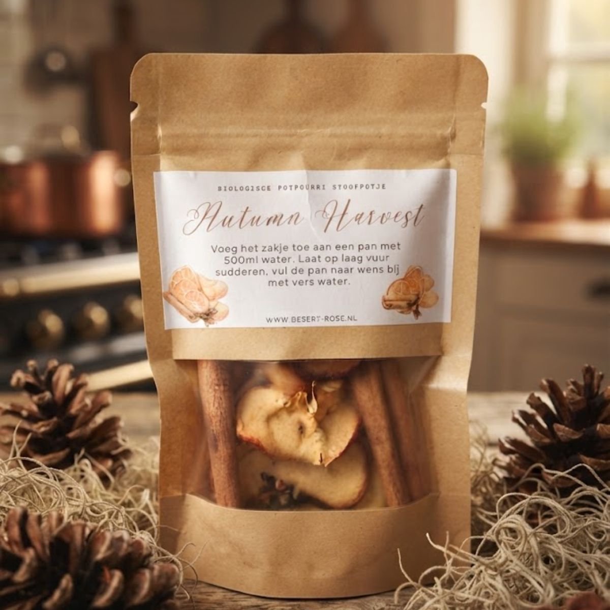 Potpourri Stoofpotje Autumn Harvest 100% natuurlijk 50gr - Natuurlijk huisparfum appeltaart zonder toevoegingen - Natuurlijke strooidecoratie - Herfst decoratie mix