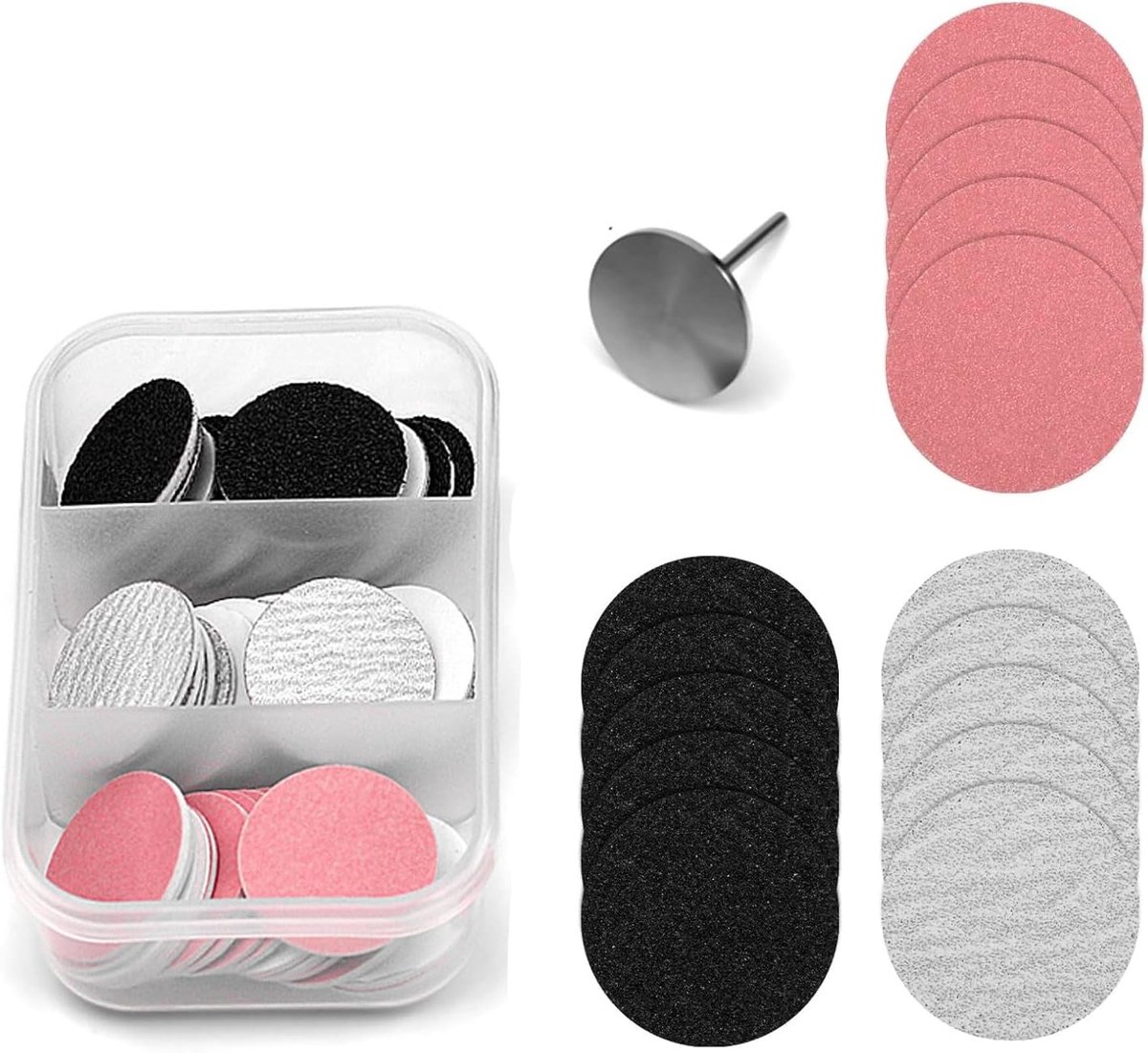 120 Stuks Pedicure Schuurdiscs, Inclusief 80/120/180/240 Schuurpads, 2 Metalen Bevestigingen en 25mm Bladen, Geschikt voor Voetverzorging