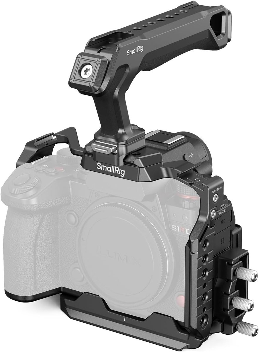 Cage Kit voor Panasonic LUMIX S1R II met Top Handle, HDMI en USB-C Kabelklem, Arca Snelsluiting en Meerdere Draadgaten