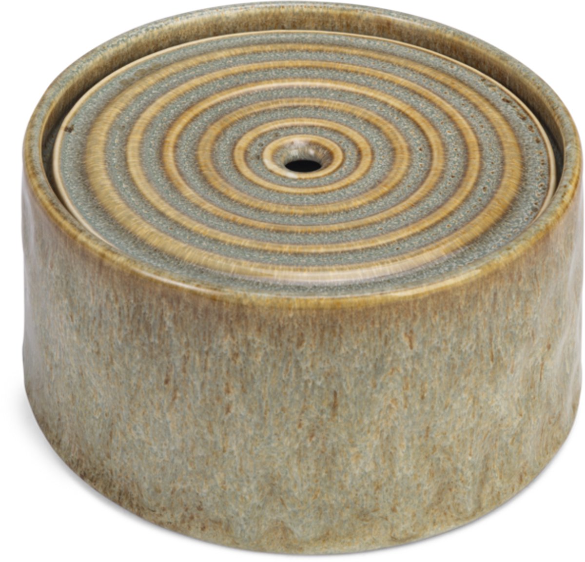 Designed by Lotte Drinkfontein kat Jace - Waterfontein kat - Met filter - Keramiek - Groen - 20x20x10 cm - 1,05 L