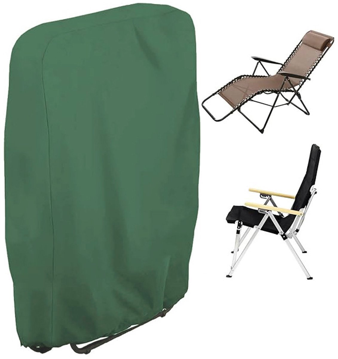 Waterdichte Stoelhoes - 2 stuks - Tuinstoelhoes - Beschermhoes Tuinmeubelen - Waterdichte Stoelhoes - Hoes Voor Klapstoelen - Hoes Tuinmeubelen - Tuinstoel Hoes - 97*34*110cm - Voor Buiten In De Tuin, Balkon Of Terras - groente - 210D Oxford-doek