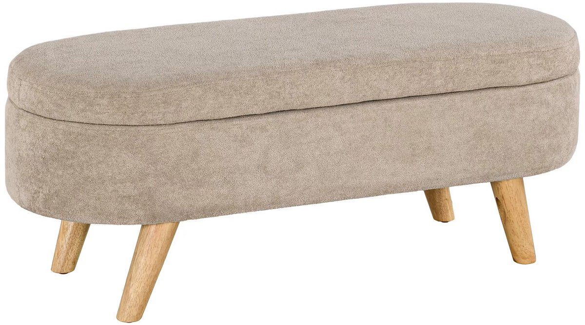 JOYNEXTBUY - Opbergpoef Rond - Fluwelen Poef met Opbergruimte - Voetenbank voor Woonkamer, Slaapkamer, Hal en Kaptafel - Beige