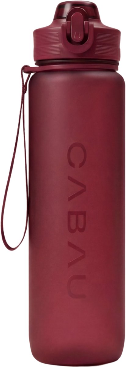 Cabau - Bloom Waterfles / Drinkfles - 1 liter - Cherry - Handige drinktuit & unieke maataanduiding - BPA- & Lekvrij - Drinkfles met rietje volwassenen - Drinkfles volwassenen - Cadeau voor haar