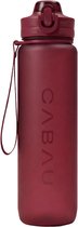 Cabau - Bloom Waterfles / Drinkfles - 1 liter - Cherry - Handige drinktuit & unieke maataanduiding - BPA- & Lekvrij - Drinkfles met rietje volwassenen - Drinkfles volwassenen - Cadeau voor haar
