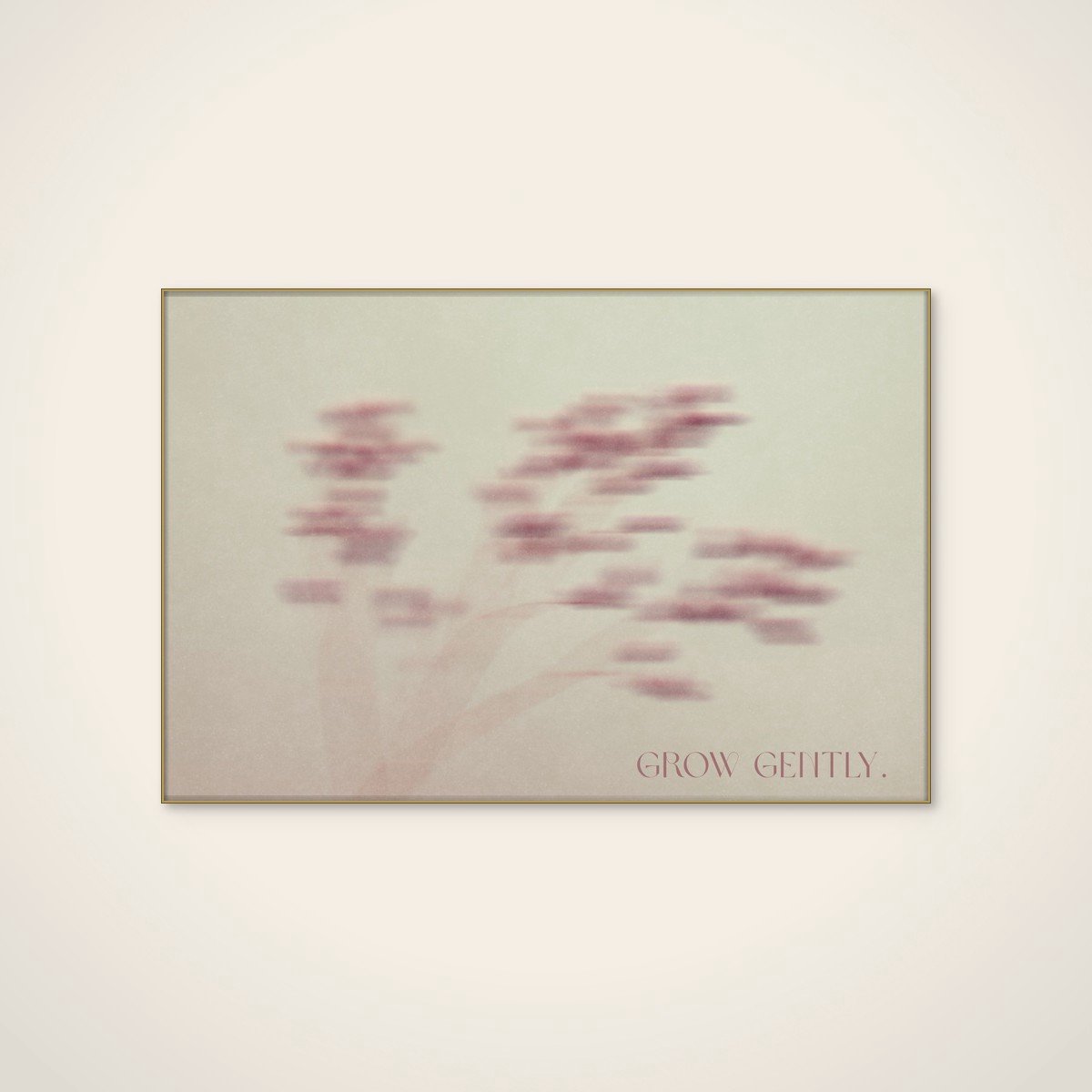 Akoestisch schilderij - 90 x 60 cm - Grow Gently Botanical van Treechild - Abstracte wanddecoratie - goud textielframe