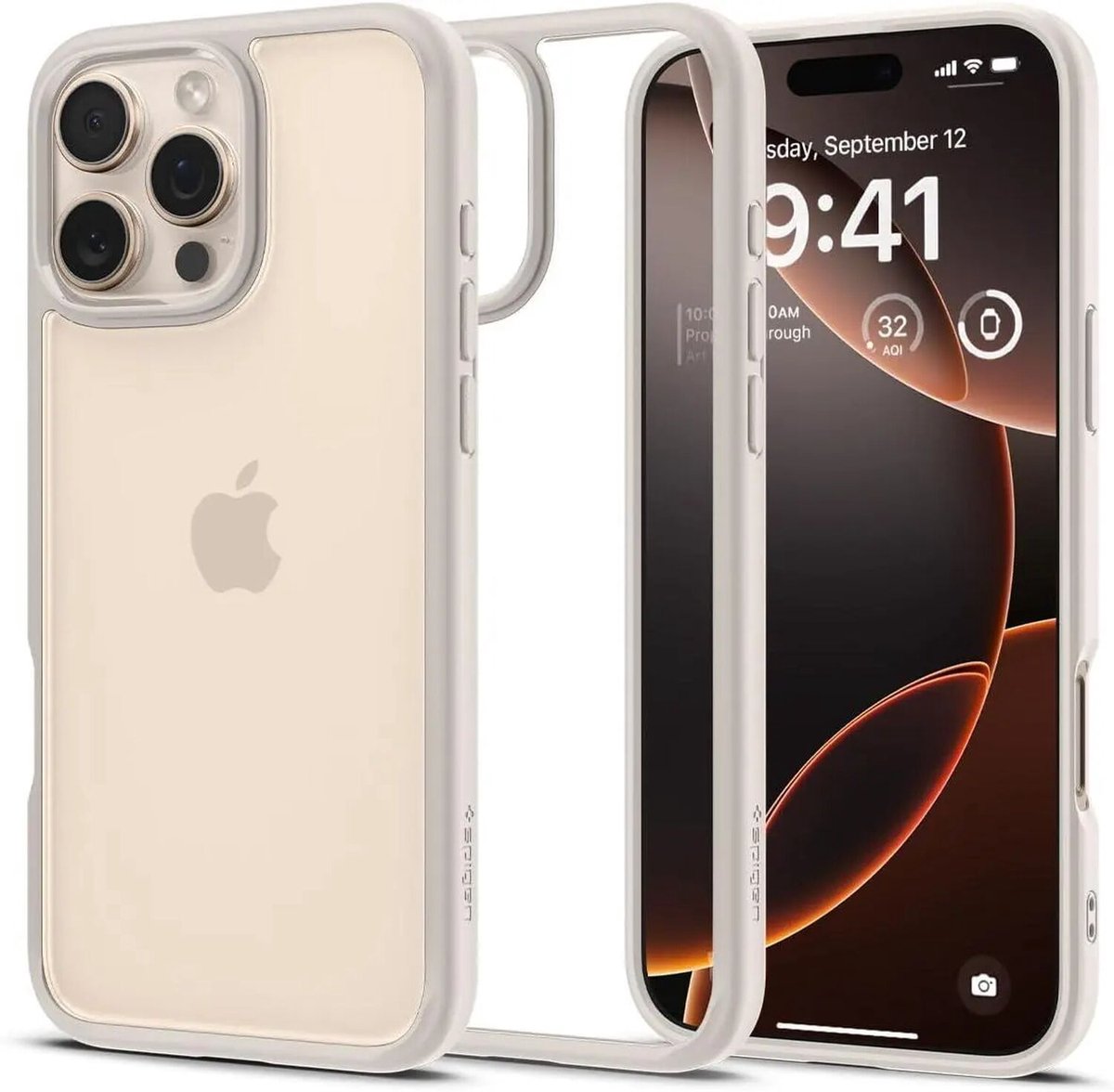 Spigen Ultra Hybrid Hoesje Geschikt voor Apple iPhone 16 Pro Max - Back Cover met Air Cushion - Titanium