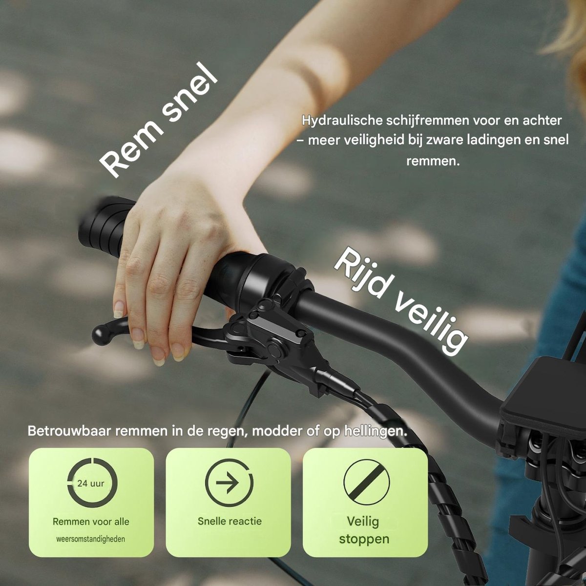 FAFREES 20 inch elektrische fiets met kinderzitjes – E-fiets – E-Bakfiets24Ah accu – maximaal 200kg draagvermogen – max 25km/u – tot 140km – voor gezinsuitjes en dagelijkse boodschappen –Blauw thumbnail 3