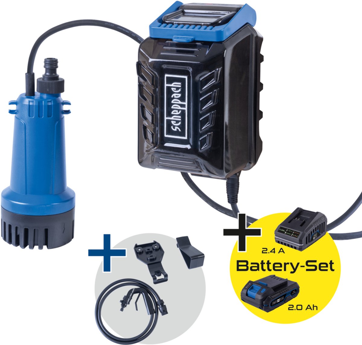 Scheppach Accu Regentonpomp 20V C-RBP2000-X - Set S - Max. capaciteit 2000 l/u - 2,0 bar - Inclusief 20V 2,0 Ah accu en 2,4 A lader – foto 2