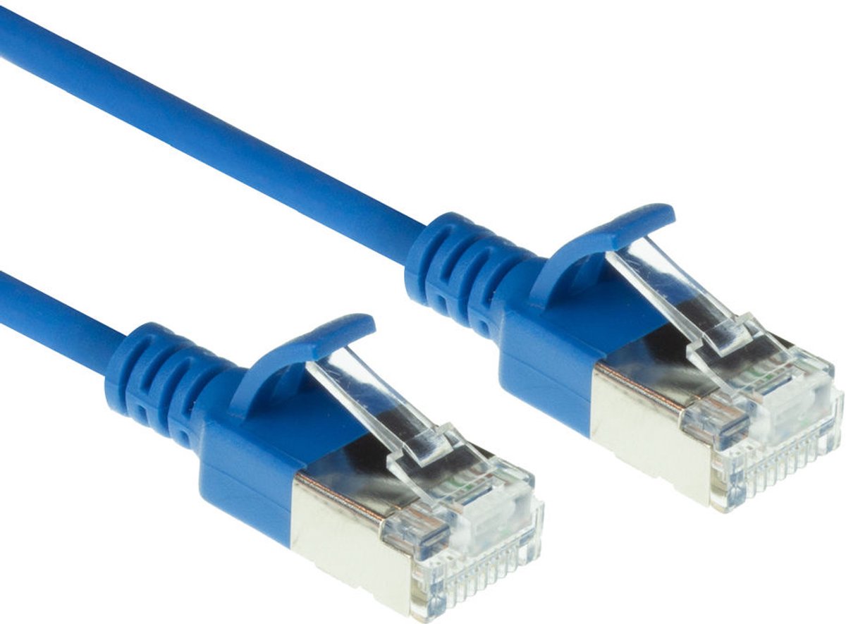 ACT DC7610 LSZH U/FTP CAT6A Datacenter Slimline Patchkabel Snagless | RJ45 Connectoren | Blauw | 10 meter
