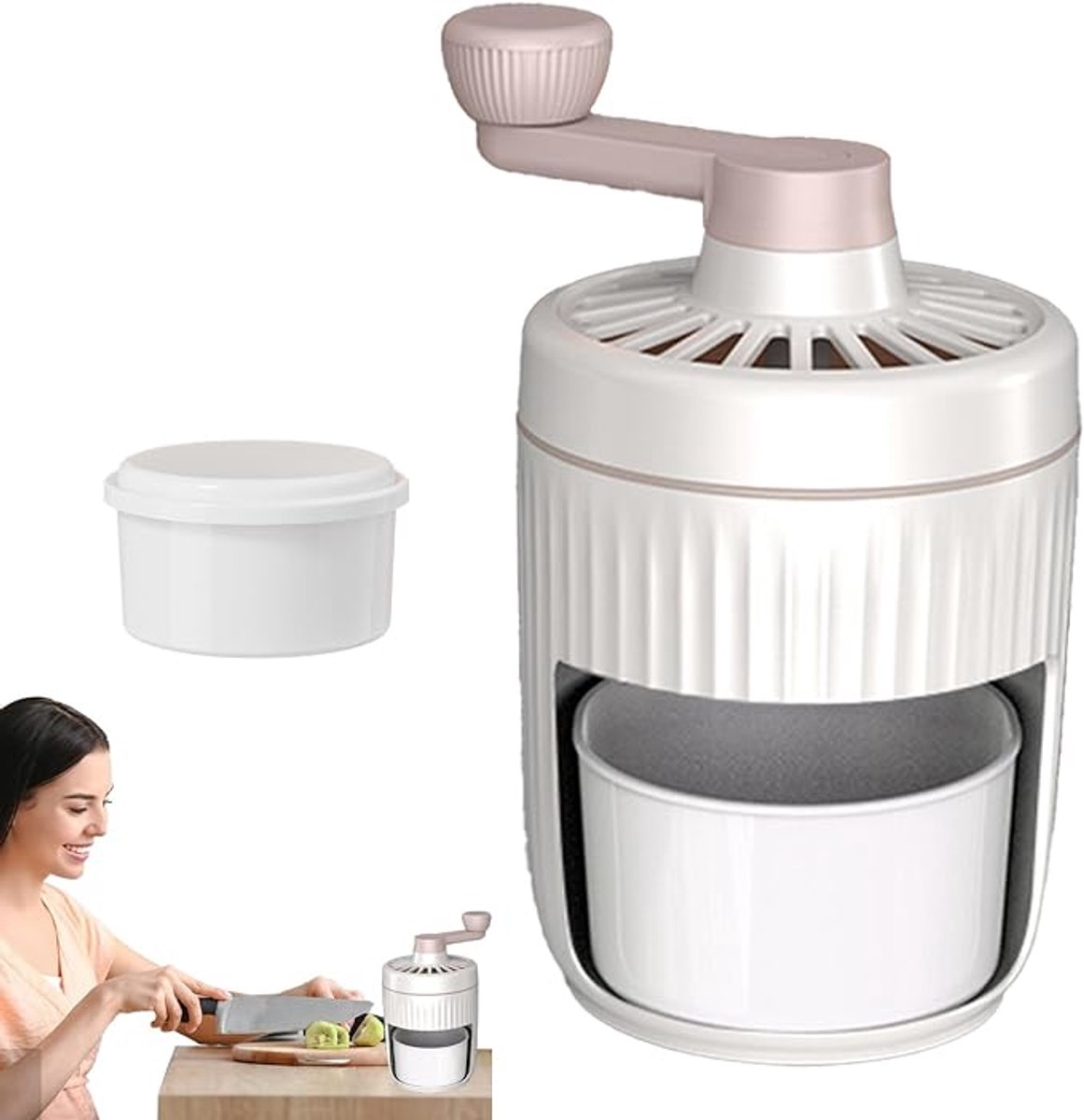 Handmatig IJsscheerapparaat - Handmatige Ijs Grinder - ijsscheerapparaat - IJsblokjesmaker - Draagbare - Kleine - voor Milkshakes, Smoothies, sapsmoothies, ijsdranken - roze