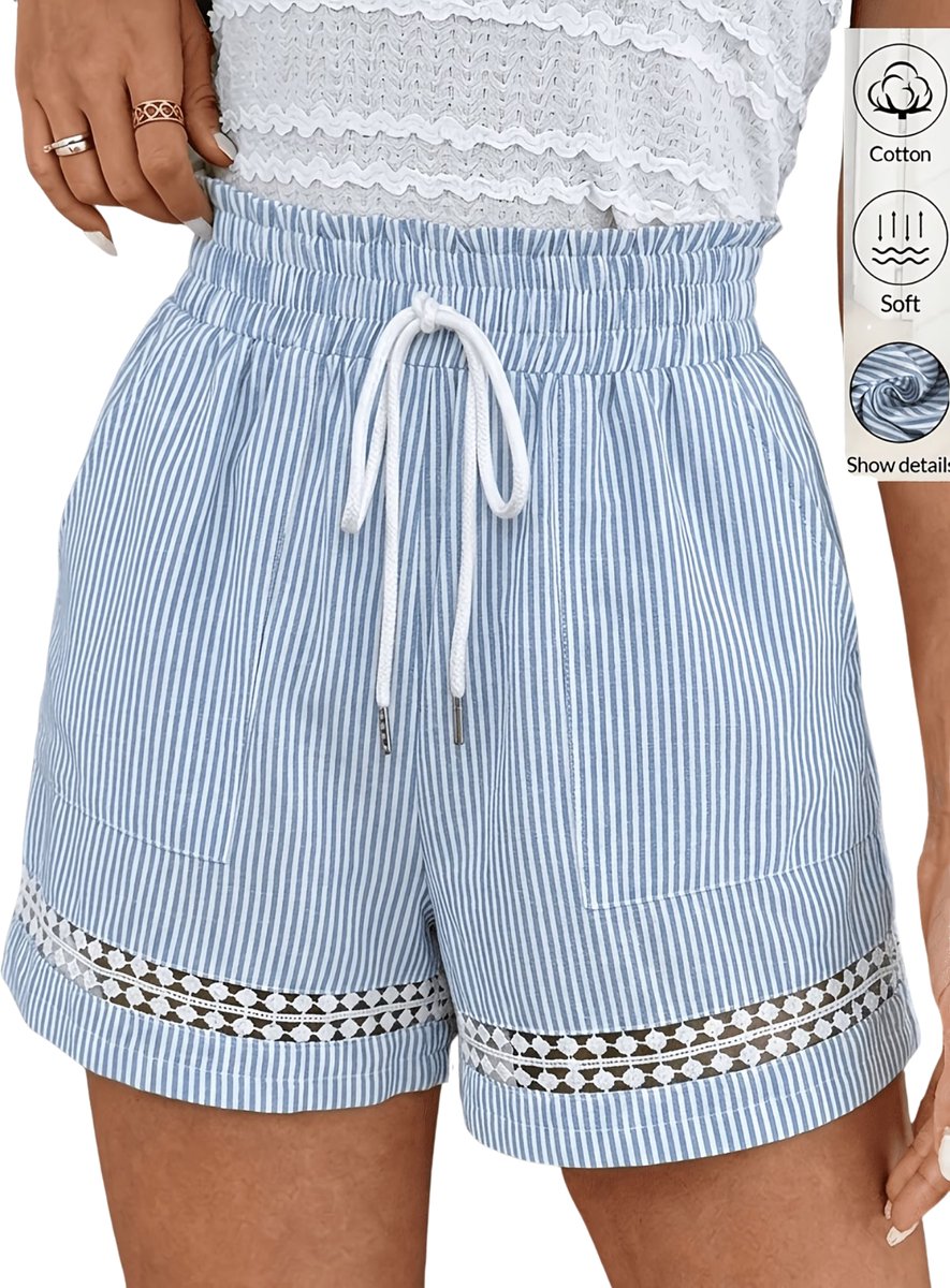 Currero Korte Broek Dames Spijkerbroek Met Zakken Volwassenen Meisjes Shorts Diep Hemelsblauw