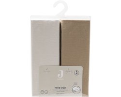 Jollein Hoeslaken Ledikant - 60x120cm - Jersey - Hazel/Oatmeal - 2 - 2 stuks